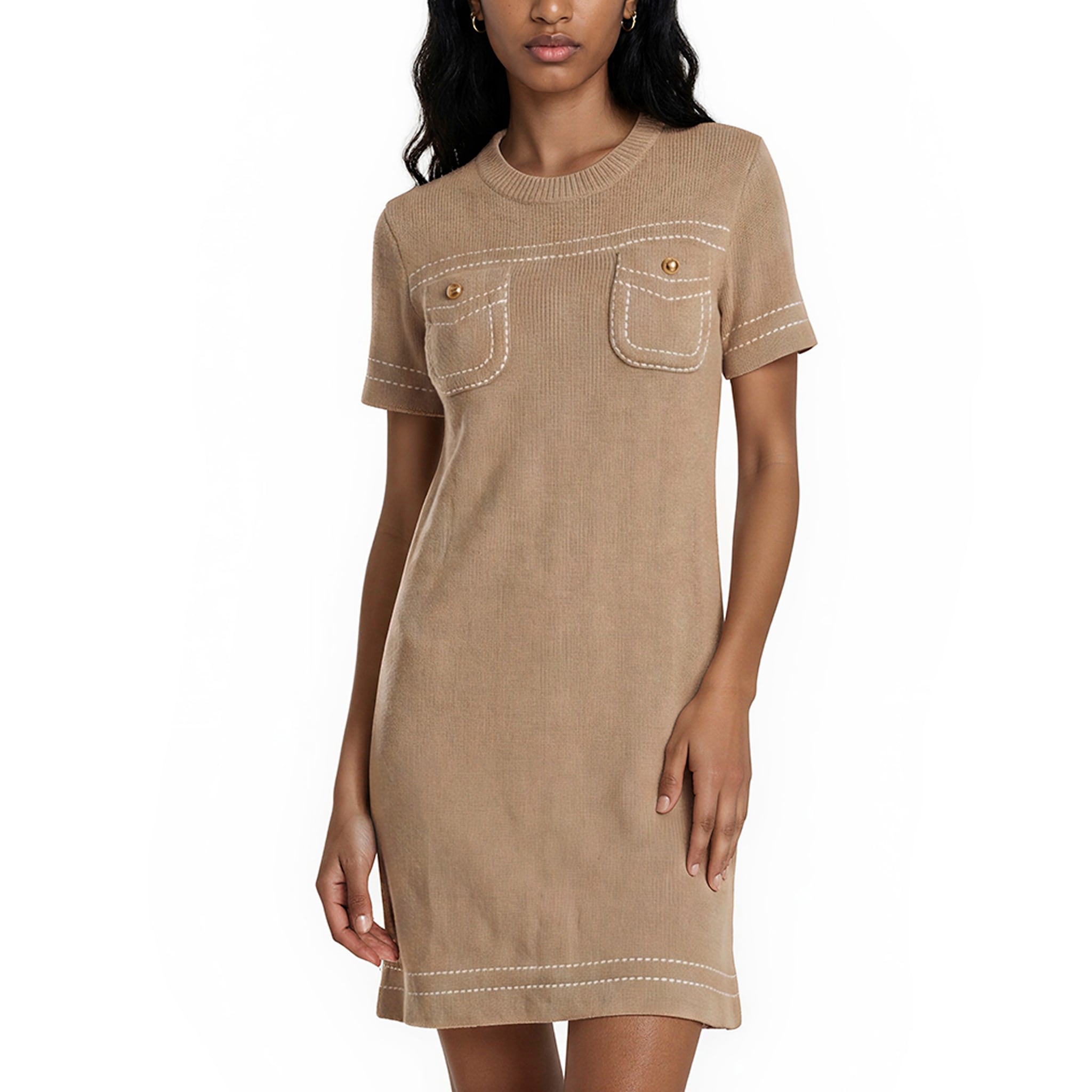 Prada Cotton Crew-neck Dress, Woman, Albino White, Size 40