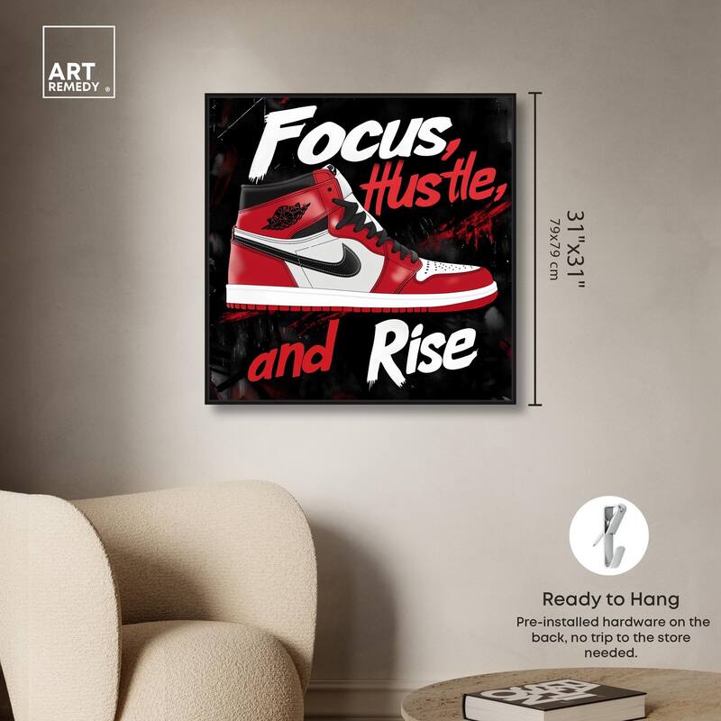 Hustle and Rise Sneaker Red Canvas by Art Remedy