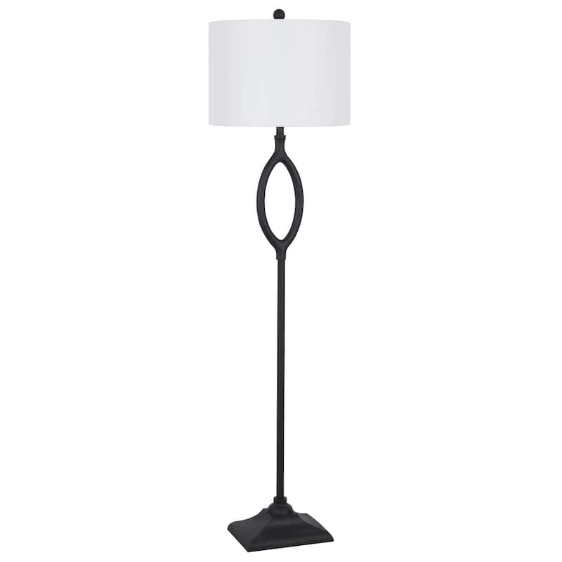 Polyresin Floor Lamp - Black Cast Iron, 68"