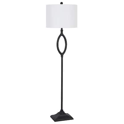 Polyresin Floor Lamp - Black Cast Iron, 68"