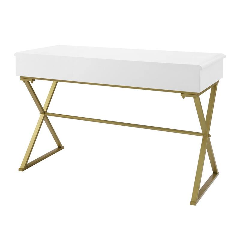 Silver Orchid Lerch Two-Drawer Campaign Desk