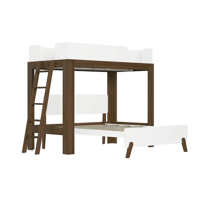 Max and Lily L-Shaped Twin over Full Bunk Bed with Ladder on End