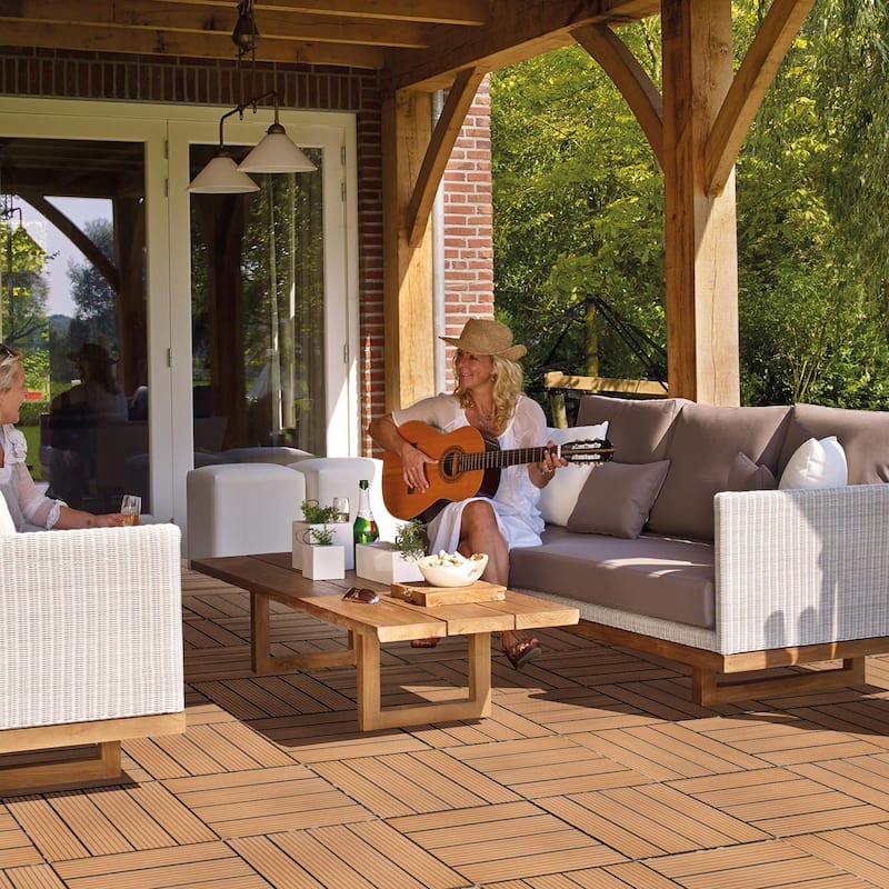 Plastic Interlocking Deck Tiles, 12.00"x12.00"(Pack of 44), Patio Flooring Outdoor Waterproof All Weather Use