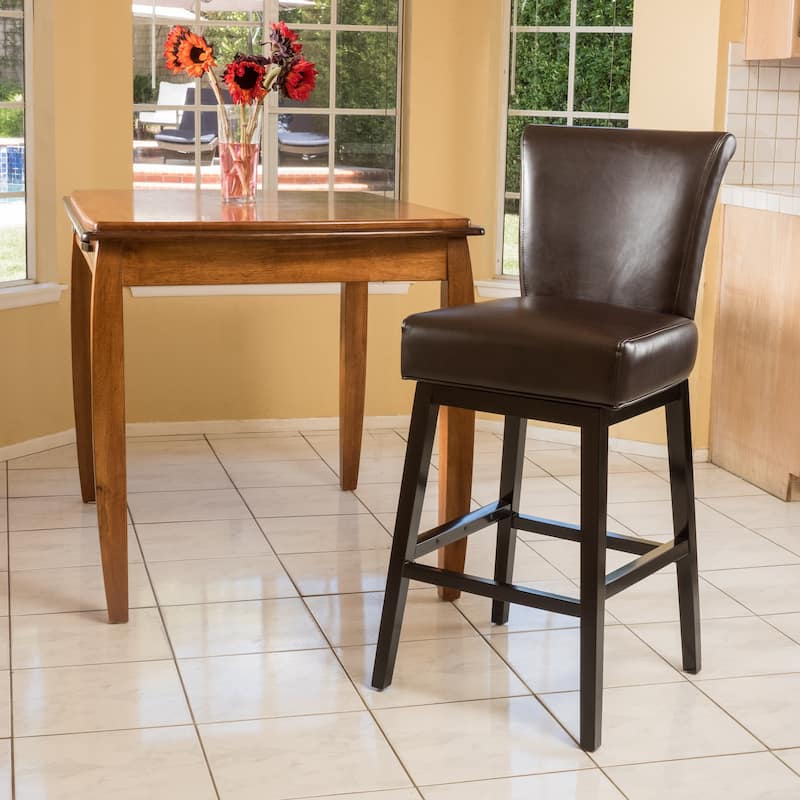 Tracy 32-inchBonded Leather Swivel Barstool by Christopher Knight Home - Single - Bar Height