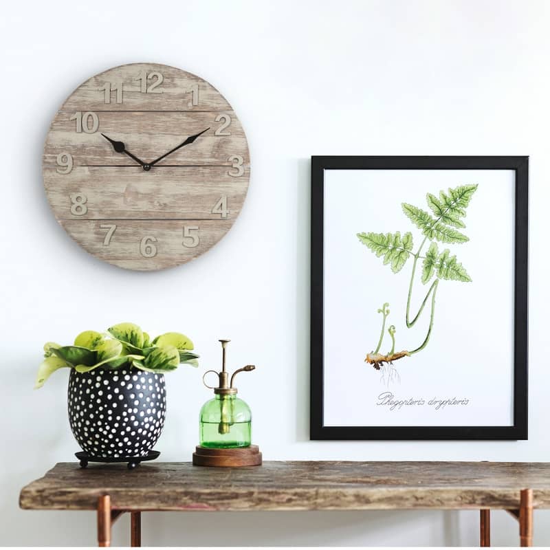 La Crosse Clock 404-3430W 12-in. Sunwashed Rustic Wood Quartz Clock