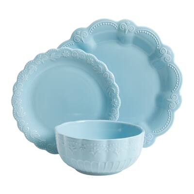 Toni Light Blue Dinnerware Set, 12-Piece
