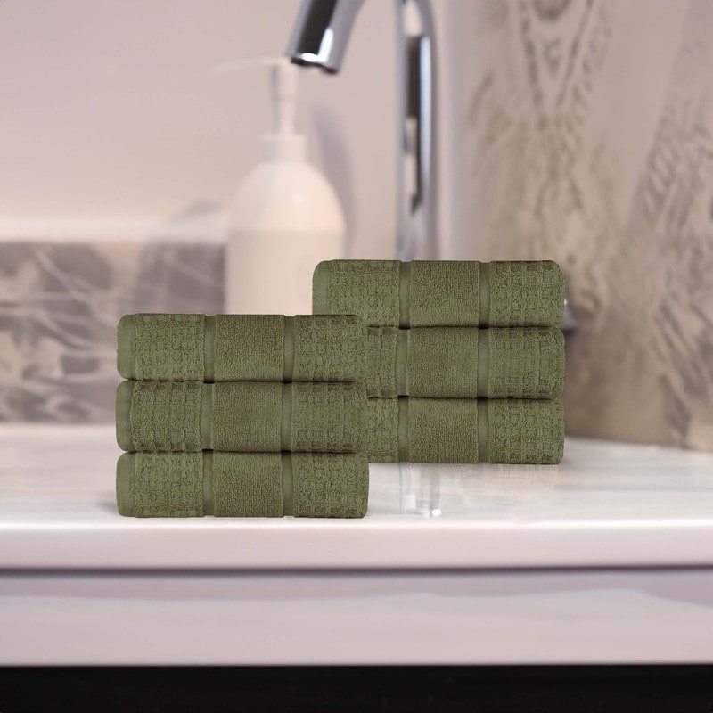 Superior Napa Zero Twist Cotton Soft Waffle Hand Towel - Forest Green