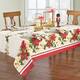 Red and White Poinsettia Tablecloth - 60"x120"