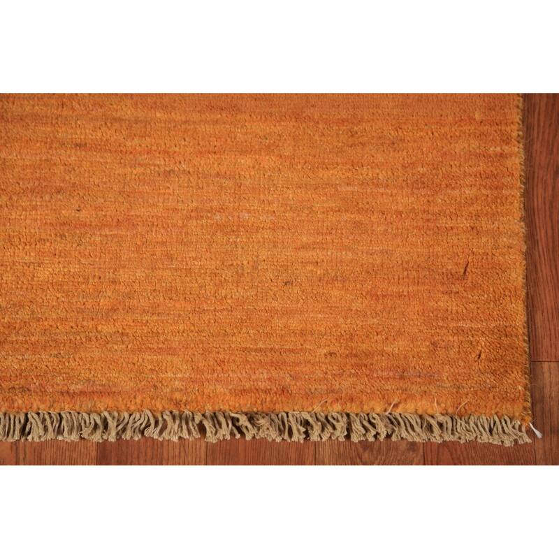 Orange Gabbeh Modern Rug Hand-Knotted Wool Carpet - 3'11" x 5'10"