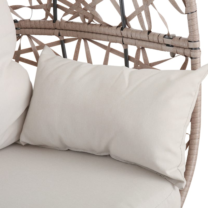Patio Rattan Egg Chair with Cushion and Pillow