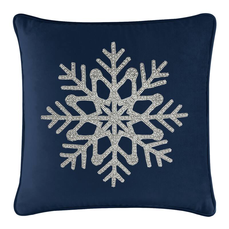 Sparkles Home Rhinestone Snowflake Pillow - Navy Blue - 16 x 16
