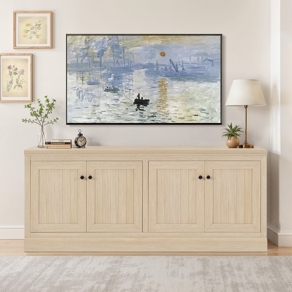 72 Inch Sideboard with Storage Cabinets, Minimalist TV Stand for Living Room, Entryway & Pantry, Dark Walnut