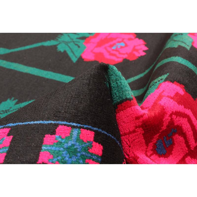 ECARPETGALLERY Hand-knotted Teimani Black Wool Rug - 2'10 x 4'11