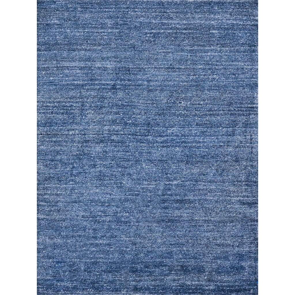 EXQUISITE RUGS Plush Hand-knotted Dark Blue Area Rug.