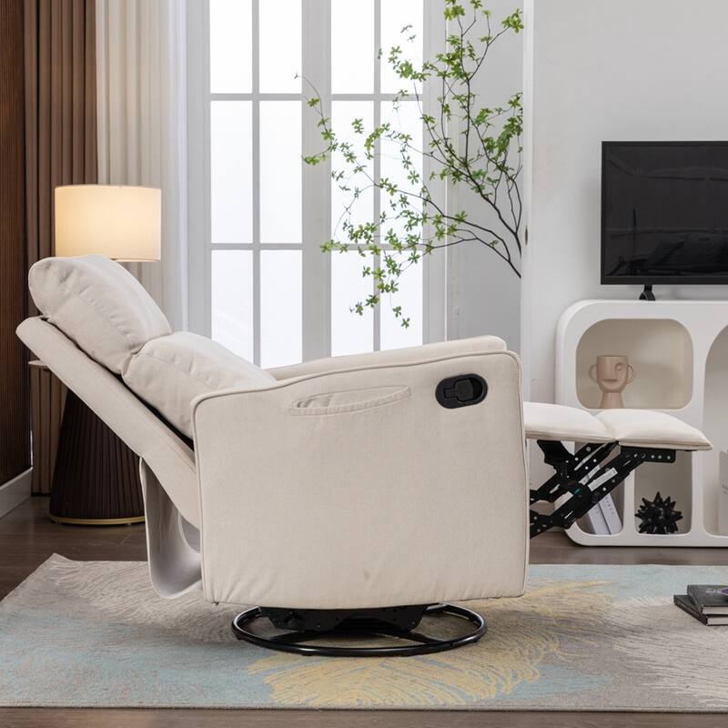Modern Swivel Rocking Chair With Adjustable Back And Footrest