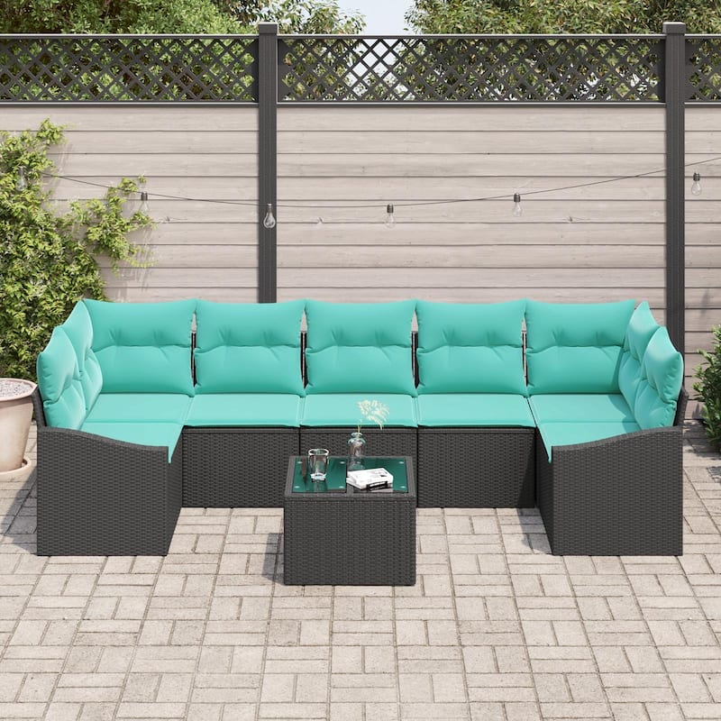 vidaXL 8 Piece Garden Sofa Set with Cushions - 113.8×48.6×27.2