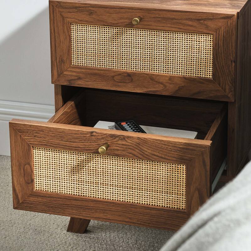 Soma Rattan Weave 2 Drawer Nightstand
