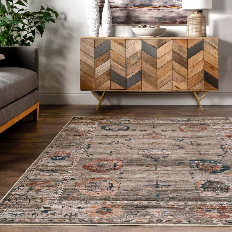 Nuloom Cleora Vintage Floral SplashGuard Machine Washable Area Rug