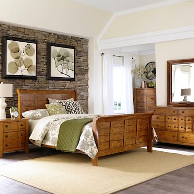 Liberty Furniture Grandpa's Cabin Sleigh Bed, Dresser, Mirror, Chest, Night Stand - California King, King or Queen