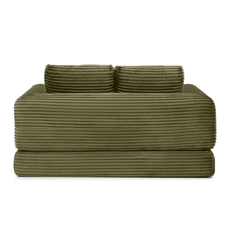 Sofa Bed Sleeper Sofa with 2 Pillows, Upholstered Sofa Couch Green Loveseat 2-Seater Sofa Couch with Armrests