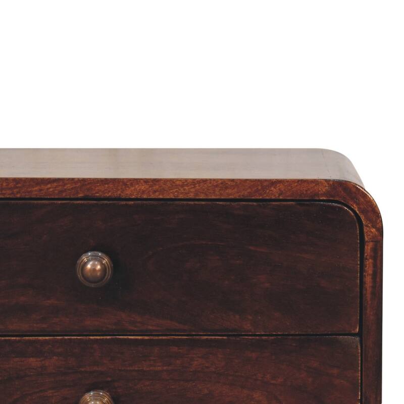 HomeRoots 18" Brown Solid Wood Two Drawer Floating Nightstand