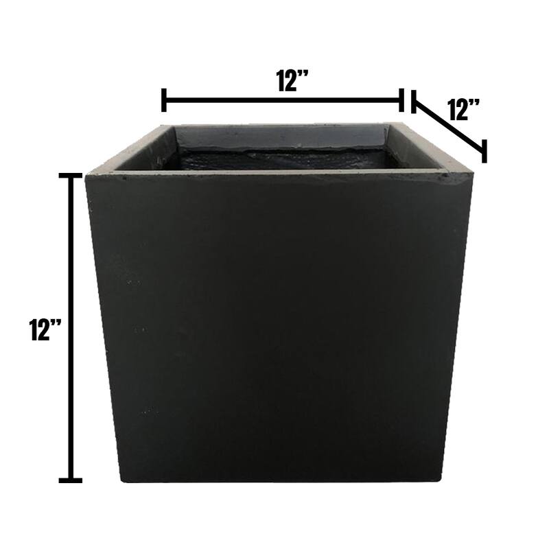 Durx-litecrete Lightweight Concrete Modern Square Granite Planter-Medium - 11.8'x11.8'x11.8'