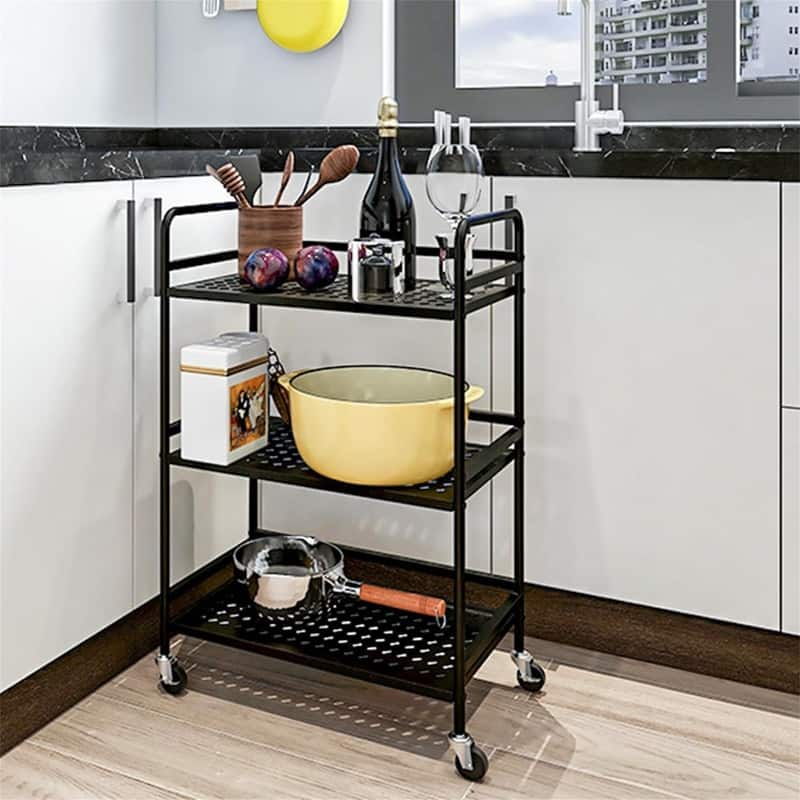3 Tier Rolling Cart with Drawer - 11.81"D x 18.9"W x 29.53"H