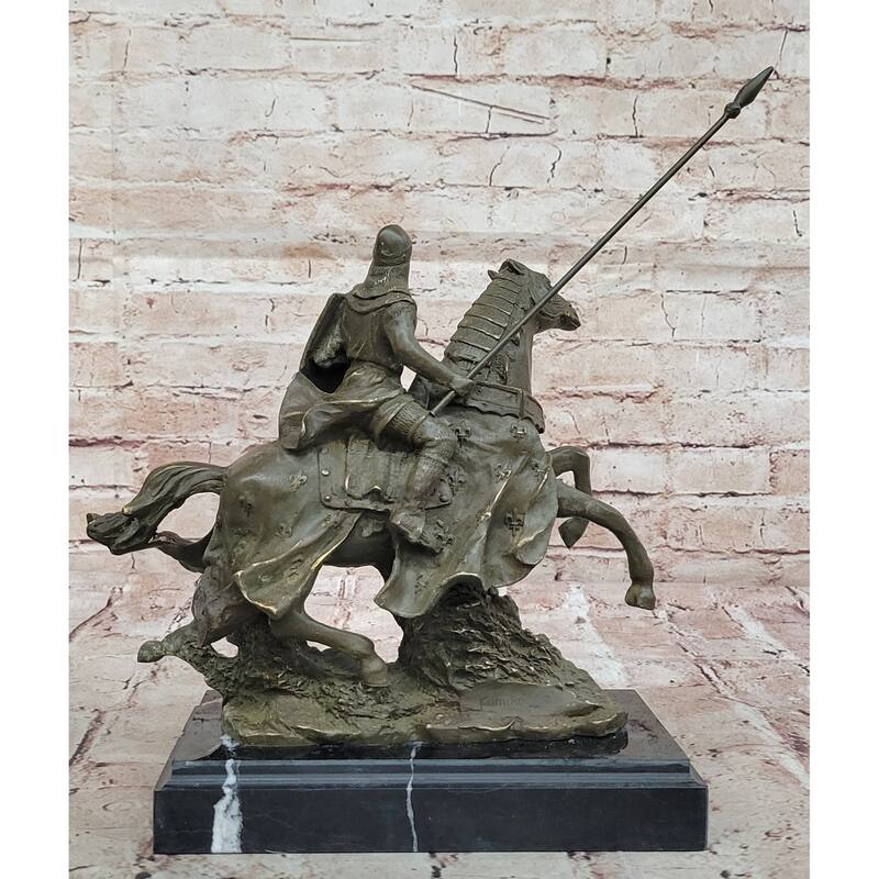 Medieval Knight On Imitative Horseback Bronze Statue – Warrior Figurine