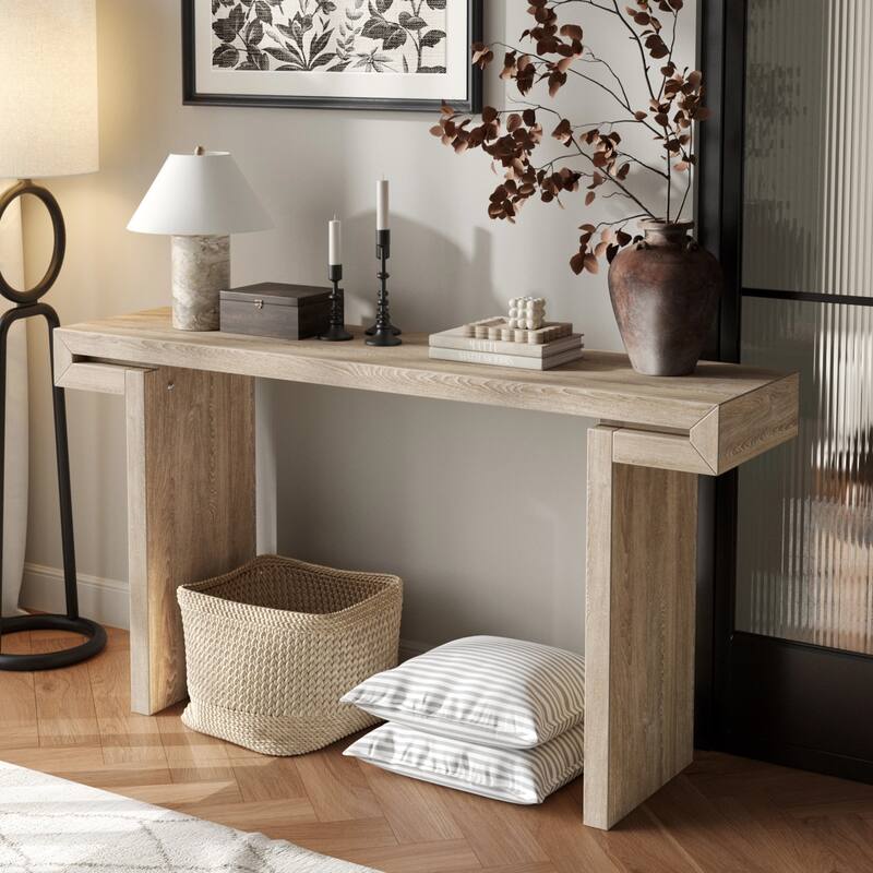 60" Rustic Farmhouse Console Table for Living Room - Natural