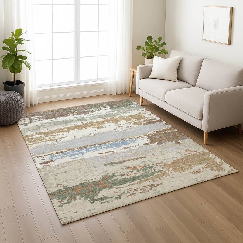 Machine Washable Indoor/ Outdoor Modern Buena Chantille Rug