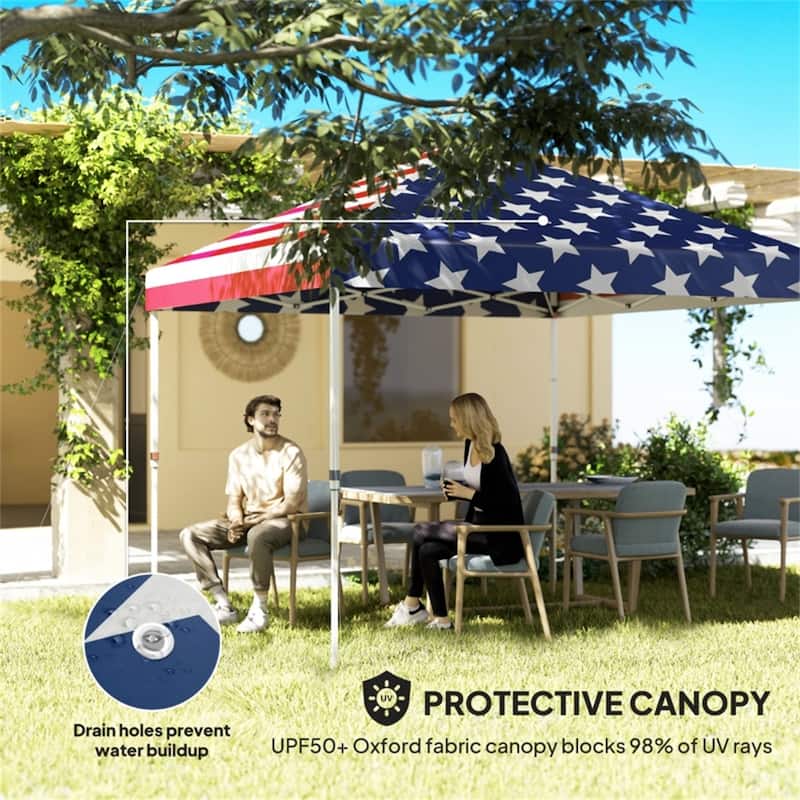 Metal Oxford Fabric Folding Outdoor Canopy Tent with Sidewalls - 116.9" L x 116.9" W x 113" H