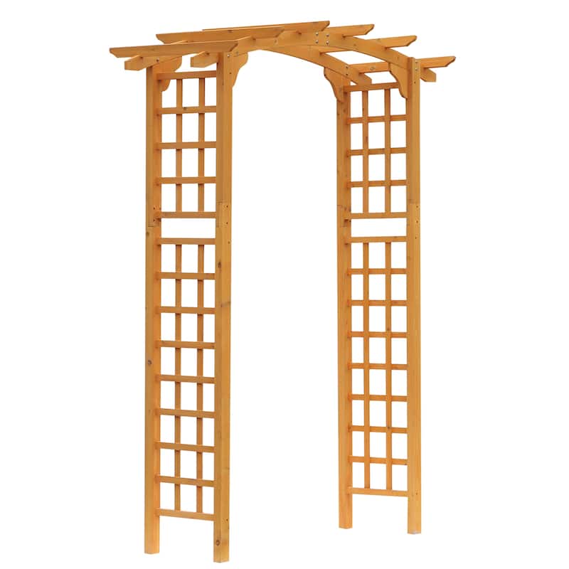 90in Wood Garden Arbor Arch with Trellis Wall for Climbing & Hanging Plants, Decor for Party, Weddings, Birthdays & Backyards - Natural