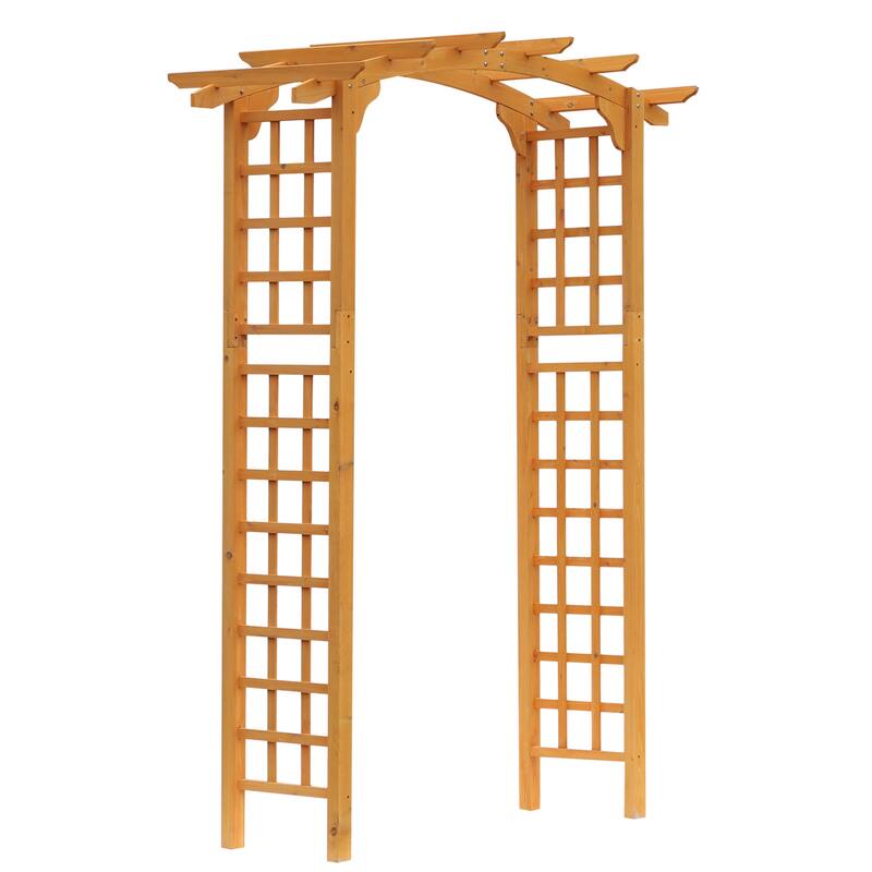 Outsunny 90in Wood Garden Arbor Arch with Trellis Wall for Climbing & Hanging Plants