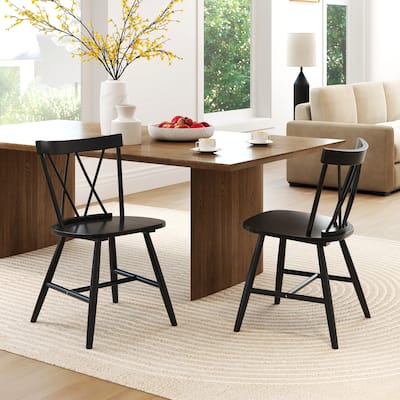 Set of 2/4 Wooden Dining Chairs Armless Side Chairs w/Cross Back