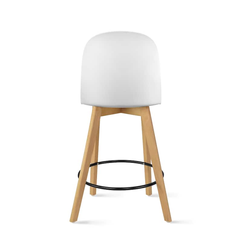 Set of 2 Designer Eiffel Chairs Counter Stools With Backs Side Molded Shell Kitchen Office Dining Dowel Bar Patio
