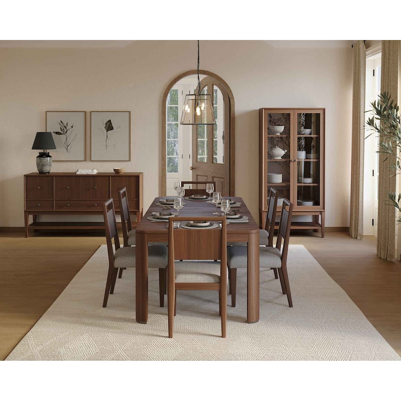 Mid-Century Modern Wood Kitchen Dining Table, Brown