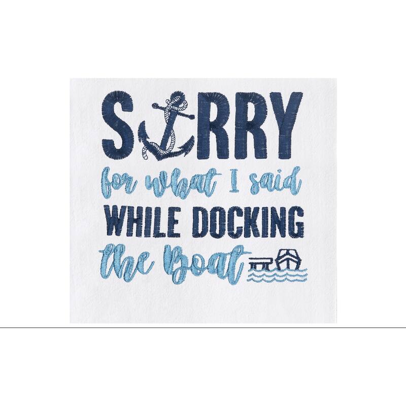 Docking The Boat Embroidered Cotton Flour Sack Kitchen Towel