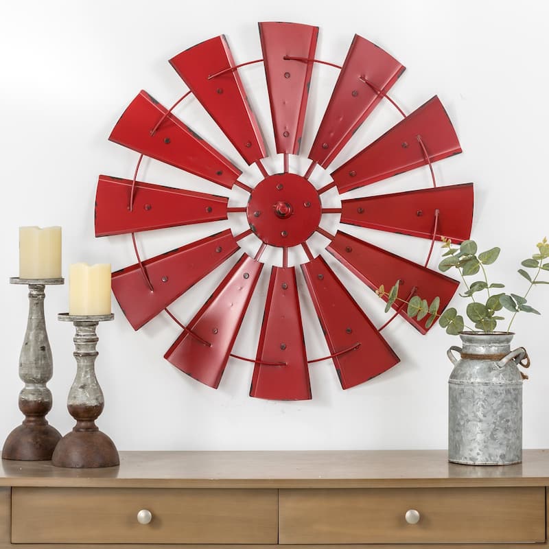 Glitzhome Farmhouse Rustic Wind Spinner Wall Decor