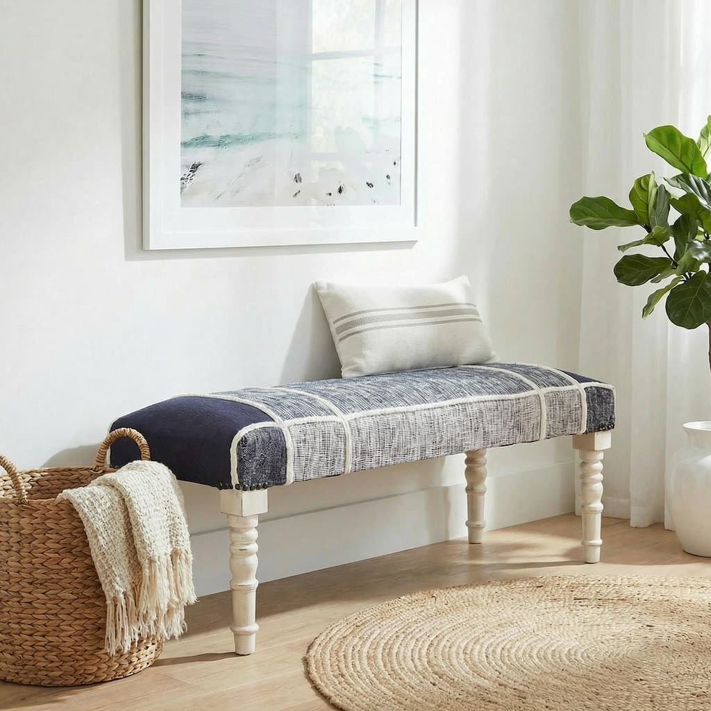 Beau 47" Upholstered Entryway Bench by Sevita - 16"W x 47"L x18"H