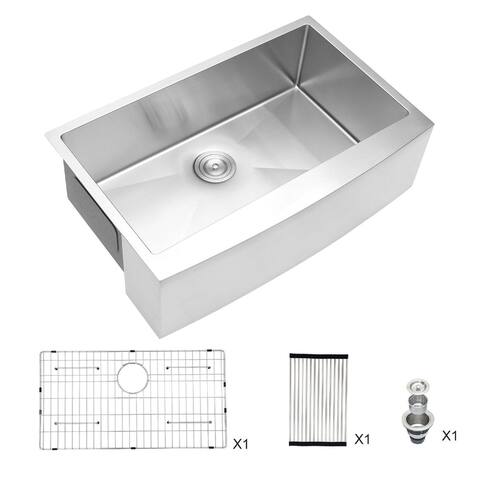 Kichae Farmhouse Apron Front Kitchen Sink 16 Gauge Stainless Steel Single Bowl Farmhouse Kitchen Sink