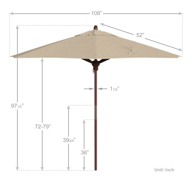 California Umbrella 9-ft. Round Marenti Wood-framed Olefin Patio Umbrella (No Base)