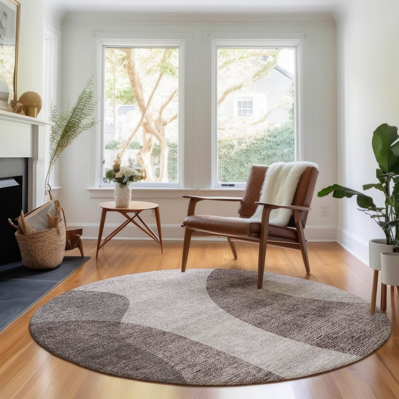 Premium Washable Super Soft Contemporary Vibes Mayfield Rug - Mocha - 8' x 8' - Round