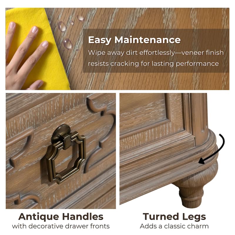 Furniture of America Aveline Modern Rustic Oak Solid Wood 5-Drawer Storage Chest