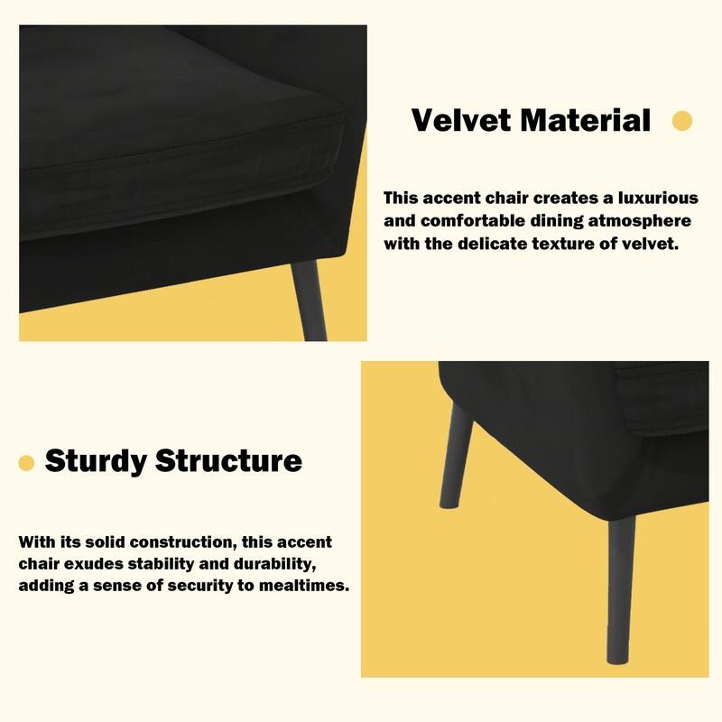 Tuft Velvet Living Room Thick Cushion Accent Chair (Set of 2)
