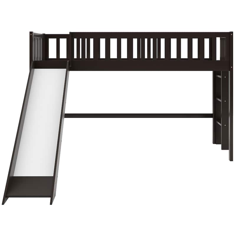Low Loft Bed with Ladder and Slide