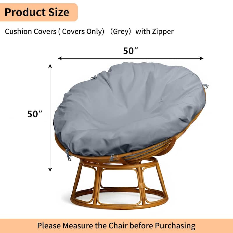 Waterproof Cushion Cover - Oxford Fabric with Zipper, 55"x55" Indoor/Outdoor Protector, Gray - 50''x50"
