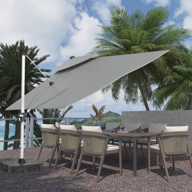 11FT Patio Umbrella Outdoor Square Double Top Umbrella with Base