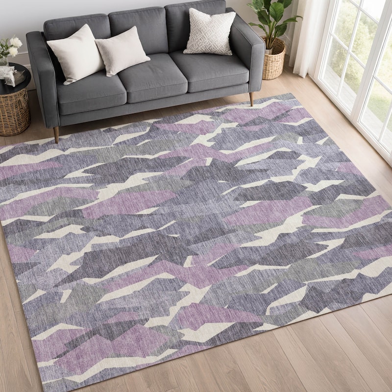Machine Washable Indoor/ Outdoor Contemporary Dylan Chantille Rug