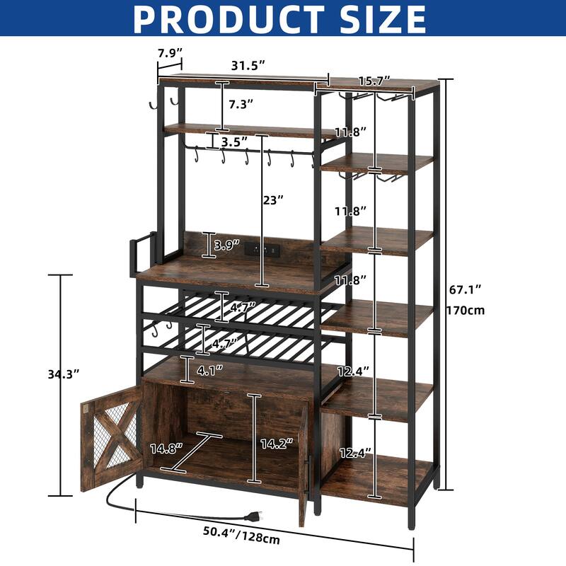 Moasis 6-Tier Kitchen Bakers Rack Utility Storage Shelf Microwave Oven Stand With Wine Rack