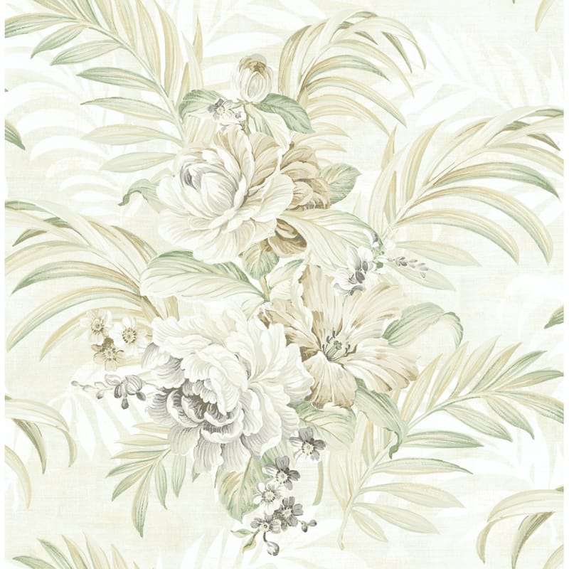 Seabrook Designs Lucia Tropical Floral Bouquet Unpasted Wallpaper